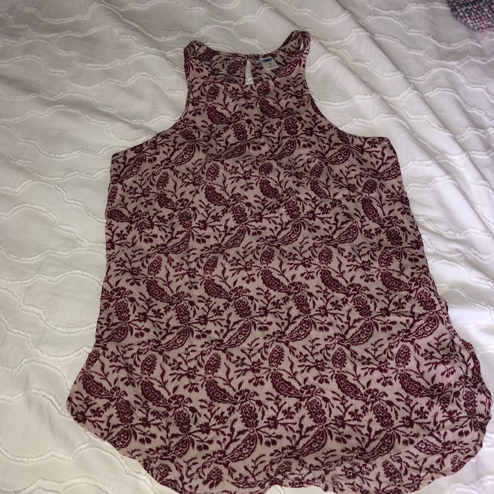 Maroon and cream colored Tank top